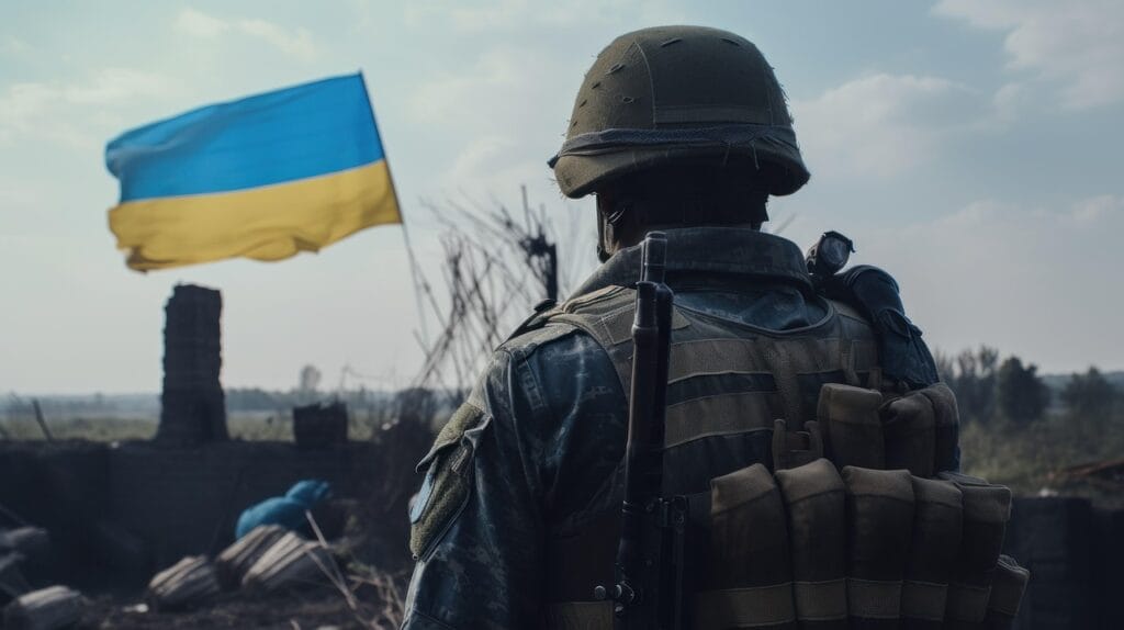 Демобілізація військовослужбовців — солдат ЗСУ з прапором України
